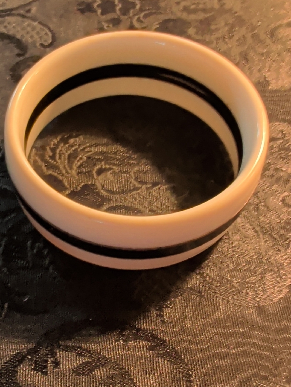 Retro Cream and Black Striped Bangle Bracelet